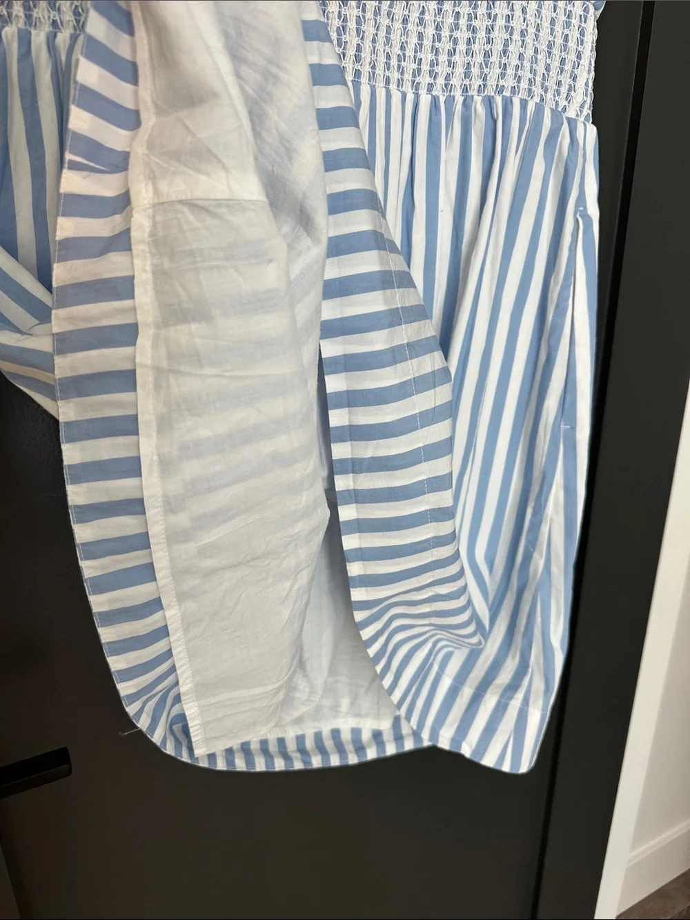 J.Crew Smocked Puff-sleeve Cotton Poplin Dress in Stripe